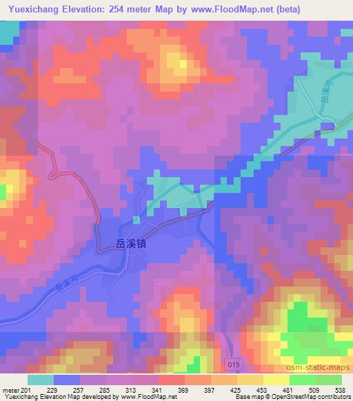 Yuexichang,China Elevation Map