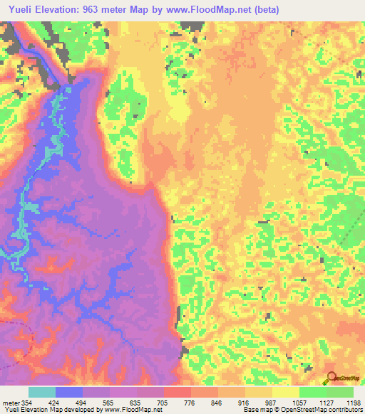 Yueli,China Elevation Map