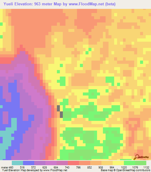 Yueli,China Elevation Map