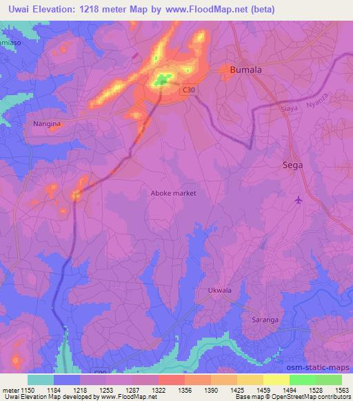 Uwai,Kenya Elevation Map