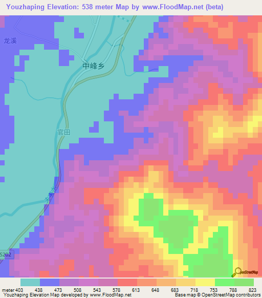 Youzhaping,China Elevation Map