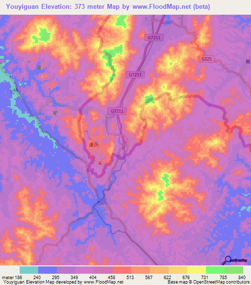 Youyiguan,China Elevation Map