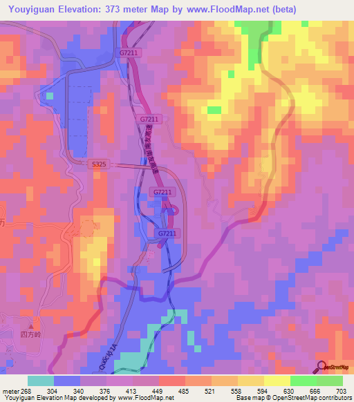 Youyiguan,China Elevation Map
