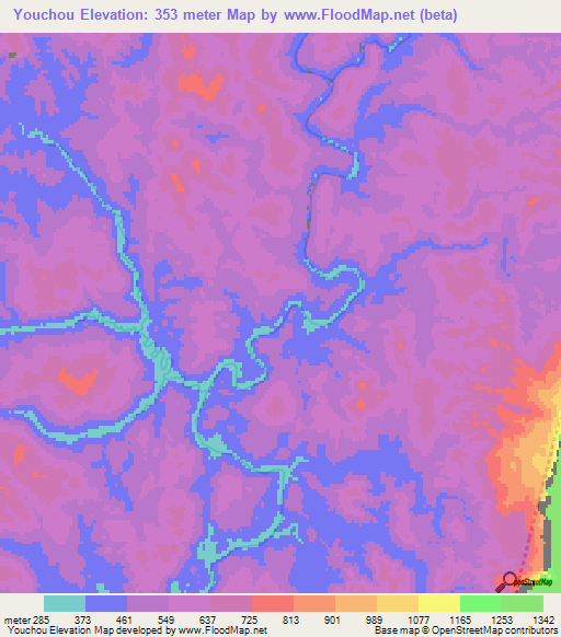 Youchou,China Elevation Map