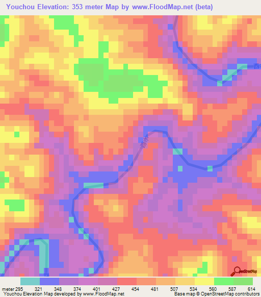 Youchou,China Elevation Map