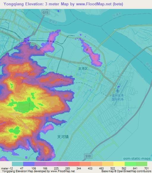 Yongqiang,China Elevation Map