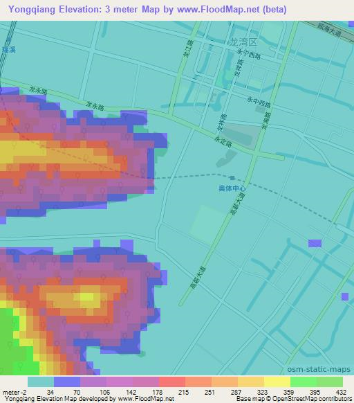 Yongqiang,China Elevation Map