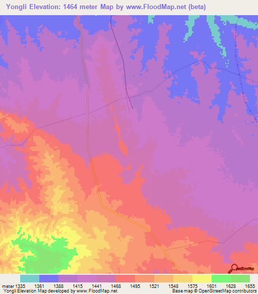 Yongli,China Elevation Map