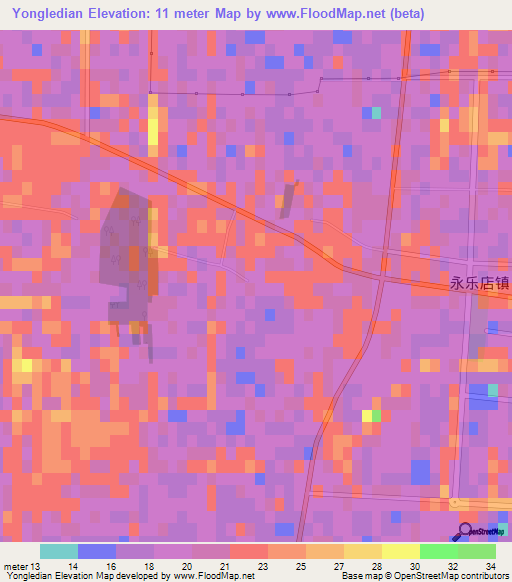 Yongledian,China Elevation Map