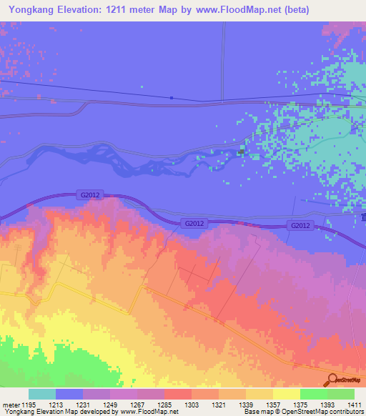 Yongkang,China Elevation Map