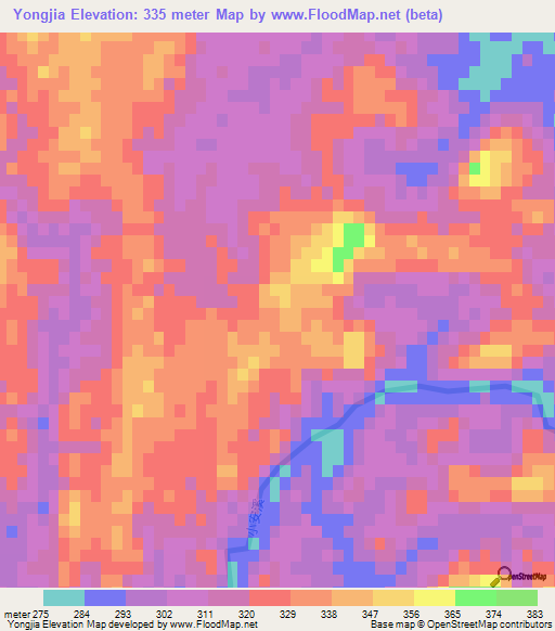 Yongjia,China Elevation Map