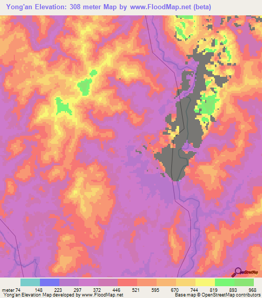 Yong'an,China Elevation Map