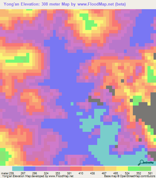 Yong'an,China Elevation Map