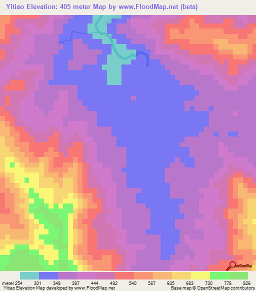 Yitiao,China Elevation Map