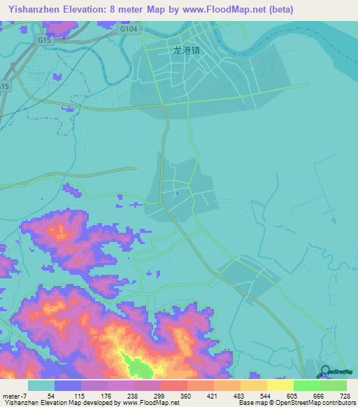 Yishanzhen,China Elevation Map