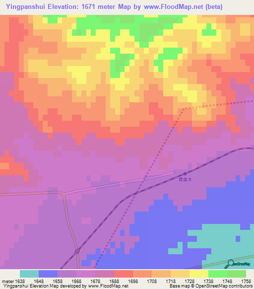 Yingpanshui,China Elevation Map