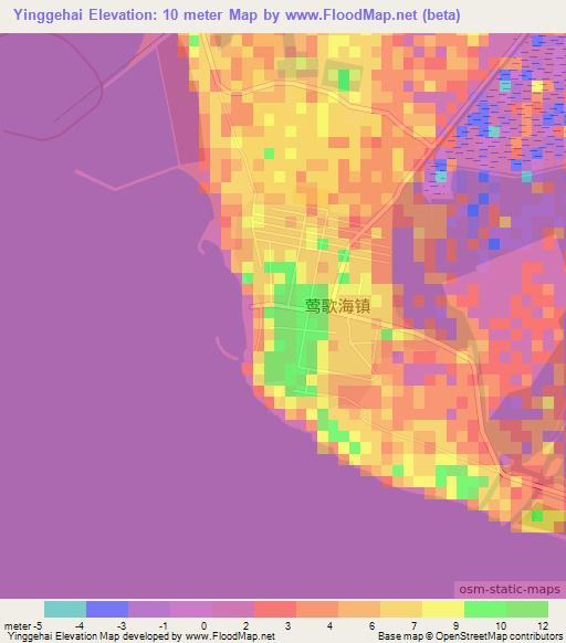 Yinggehai,China Elevation Map