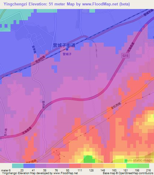 Yingchengzi,China Elevation Map