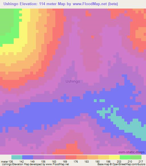 Ushingo,Kenya Elevation Map