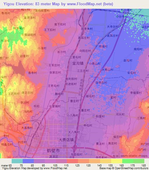 Yigou,China Elevation Map