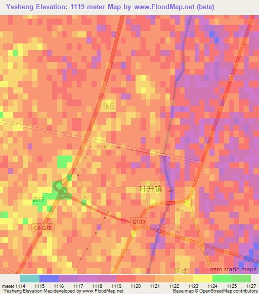 Yesheng,China Elevation Map