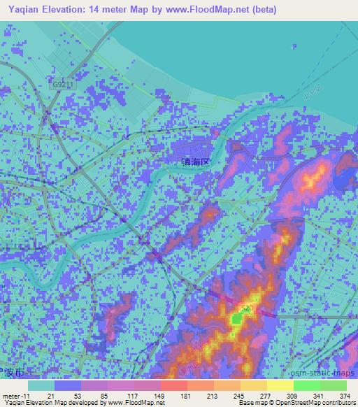 Yaqian,China Elevation Map