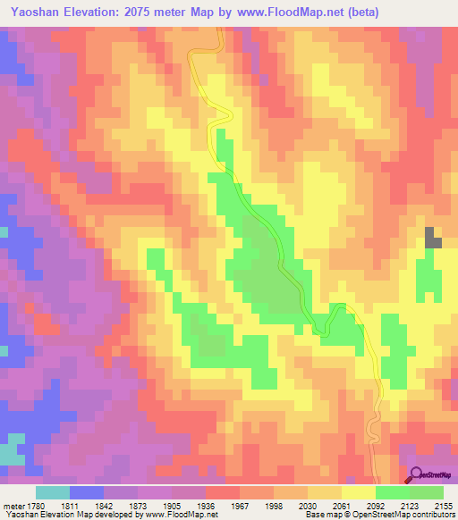 Yaoshan,China Elevation Map
