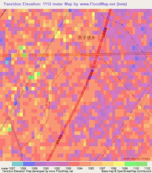 Yanzidun,China Elevation Map