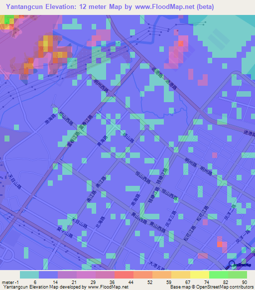 Yantangcun,China Elevation Map