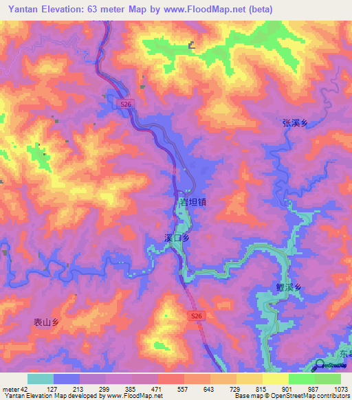 Yantan,China Elevation Map