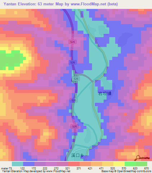 Yantan,China Elevation Map