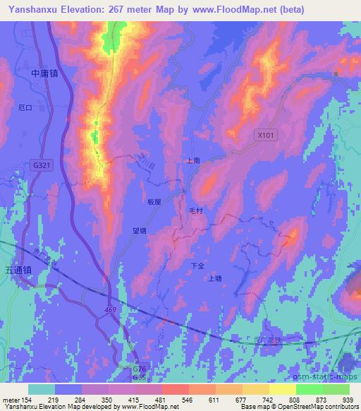 Yanshanxu,China Elevation Map