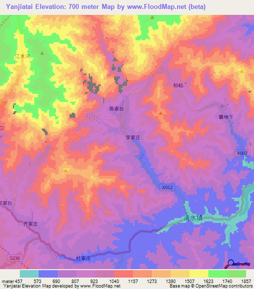 Yanjiatai,China Elevation Map