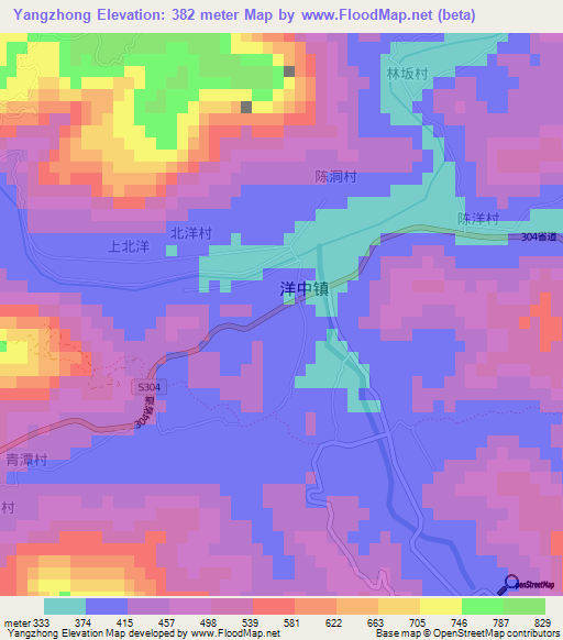 Yangzhong,China Elevation Map
