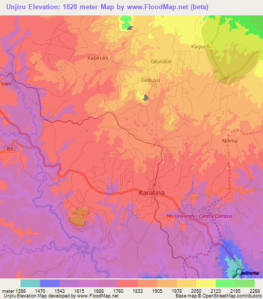 Unjiru,Kenya Elevation Map