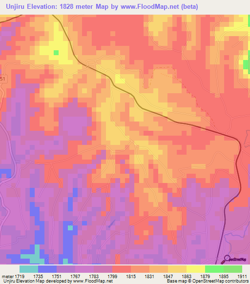 Unjiru,Kenya Elevation Map