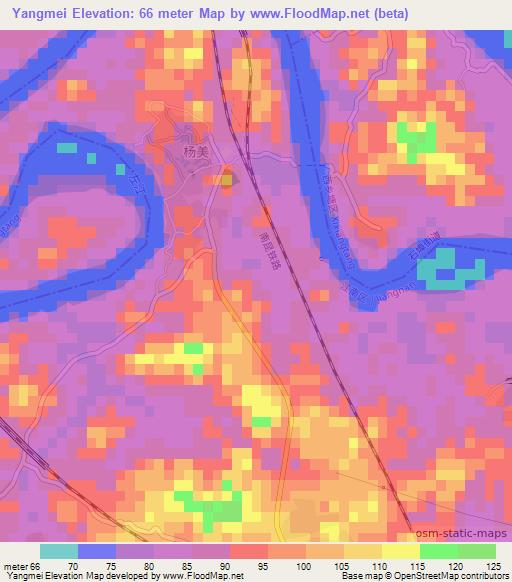 Yangmei,China Elevation Map