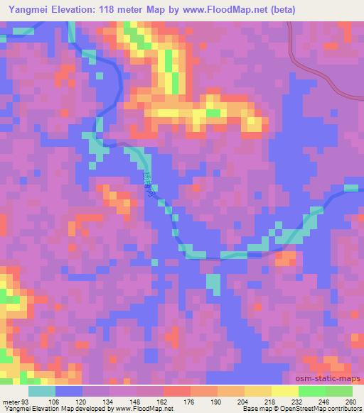 Yangmei,China Elevation Map