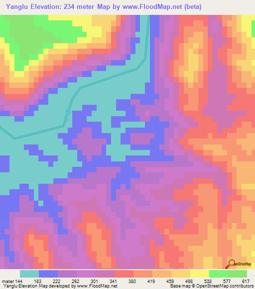 Yanglu,China Elevation Map