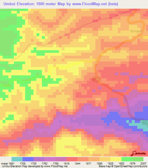 Umbui,Kenya Elevation Map