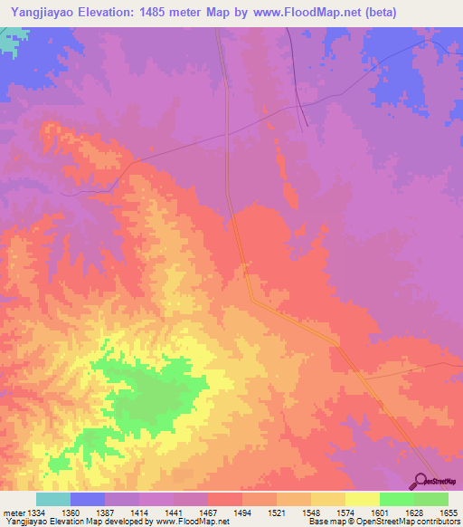 Yangjiayao,China Elevation Map