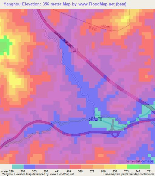 Yanghou,China Elevation Map