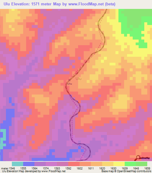 Ulu,Kenya Elevation Map