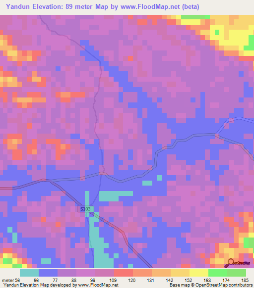 Yandun,China Elevation Map