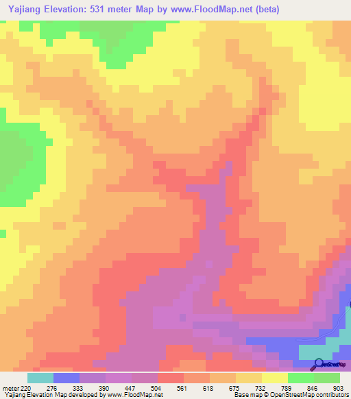Yajiang,China Elevation Map