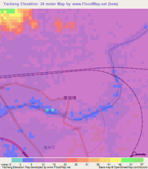 Yacheng,China Elevation Map