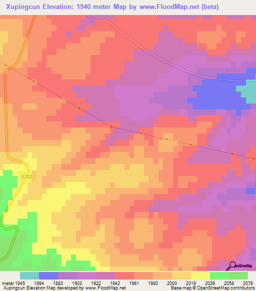 Xupingcun,China Elevation Map