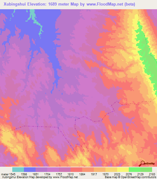 Xubingshui,China Elevation Map