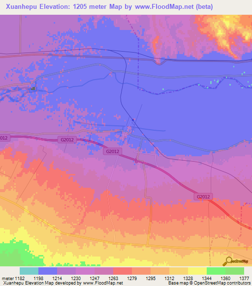 Xuanhepu,China Elevation Map