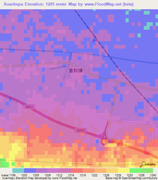 Xuanhepu,China Elevation Map